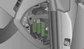 Diagramme des fusibles Audi A5 (2007-2012) situé sur le tableau de bord droit.
