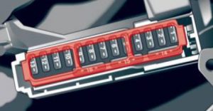 Affectation des fusibles du tableau de bord côté conducteur d'une Audi S4 (2018).
