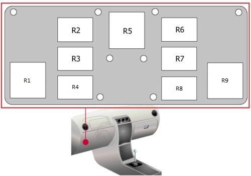 Disposition des fusibles et relais dans l'habitacle de l'Audi TT 8J (avant mai 2009).