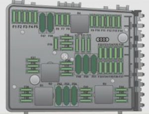 Boîtier de fusibles du compartiment moteur Audi TTS Coupé 2009-2010.