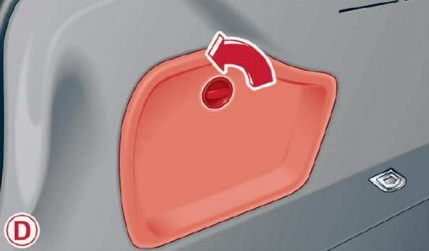 Emplacement de la boîte à fusibles derrière la garniture du compartiment à bagages.