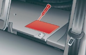 Fusibles sous le couvercle du plancher du compartiment à bagages.