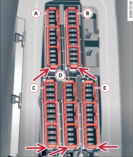 Panneau de fusibles du repose-pieds pour les véhicules avec volant à gauche.