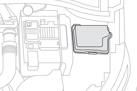 Emplacement des fusibles dans le compartiment moteur de la Citroën C4 Cactus.