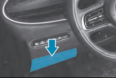 Boîte à fusibles du tableau de bord Fiat 500 modèles 2020-2021.