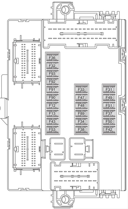 Schéma d'affectation des fusibles du tableau de bord du Fiat Ducato.