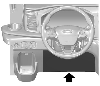 Emplacement de la boîte à fusibles dans la cabine du conducteur.