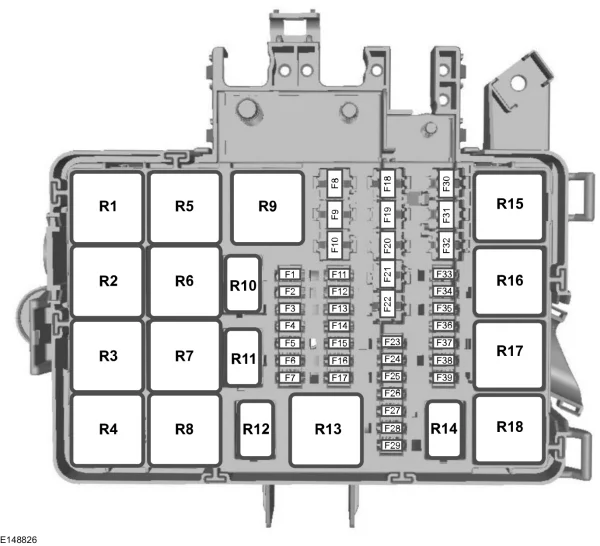 Schéma des fusibles du compartiment moteur pour allume-cigare (sauf 2,2 l diesel).