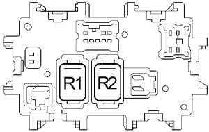 Illustration du bloc de fusibles de l'habitacle, emplacement côté conducteur.