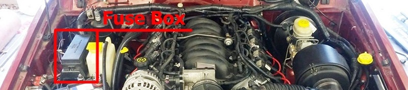 Illustration de l'emplacement des fusibles du Jeep Cherokee 1997-2001, incluant le siège électrique.