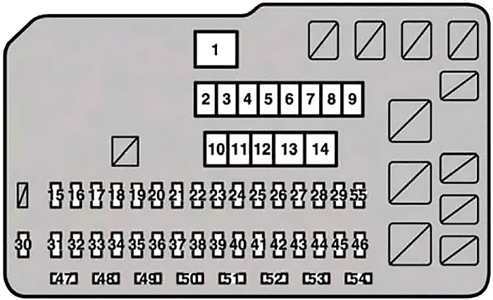 Disposition des fusibles dans le compartiment moteur du Lexus RX 350 (AL10).