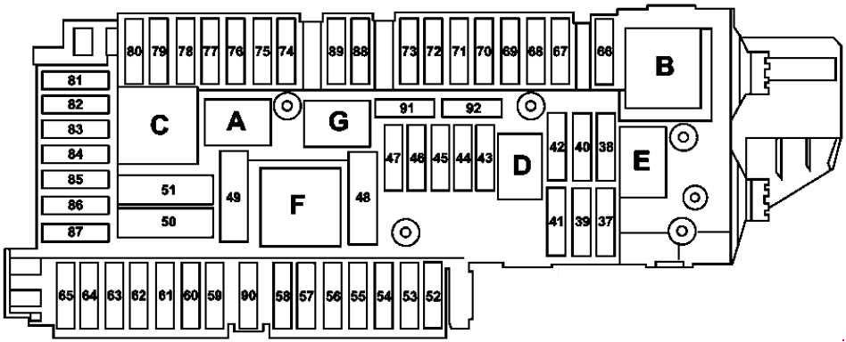 Emplacement du fusible 43 de l'allume-cigare dans le compartiment moteur.