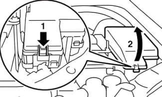 Emplacement de la boîte à fusibles côté gauche du compartiment moteur.