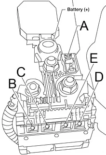 Connexion du fusible 18 sur la Nissan Note, vue rapprochée.