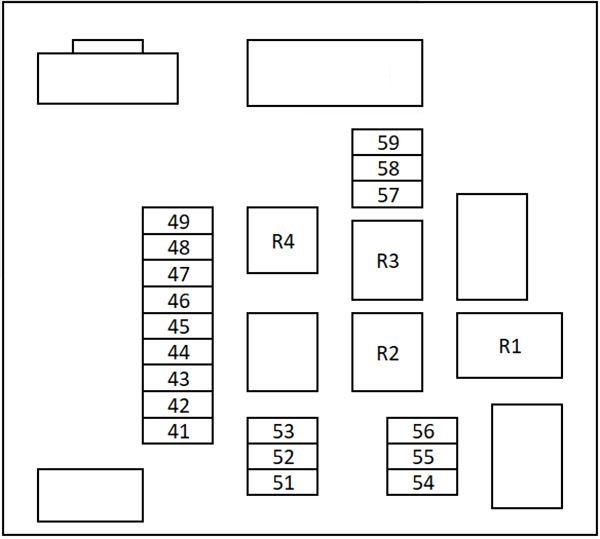 Deuxième schéma des fusibles du compartiment moteur du Nissan Qashqai.