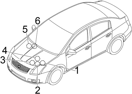 Vue générale du compartiment moteur du véhicule.