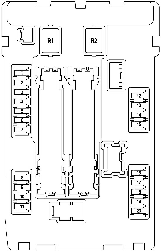 Disposition des fusibles du compartiment moteur, schéma n°1 (IPDM E/R).