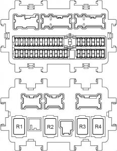 Schéma du panneau de fusibles du tableau de bord (J/B) pour Nissan X-Trail.