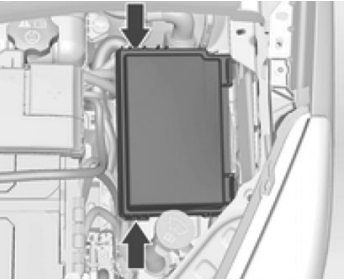 Schéma des fusibles situé à l'avant gauche du compartiment moteur.