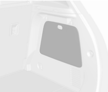 Accès aux fusibles du compartiment à bagages, sous le couvercle.