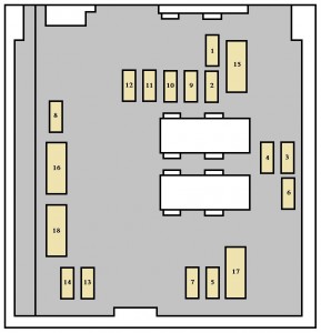 Emplacement de la boîte à fusibles du moteur pour l'éclairage habitacle.