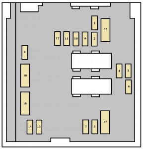 Emplacement des fusibles du compartiment moteur pour l'aide au stationnement arrière.