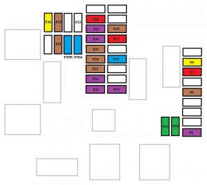 Emplacement du fusible pour l'éclairage intérieur arrière (version complète).