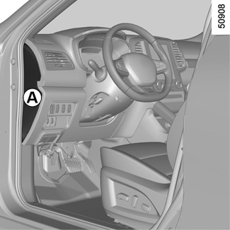 Schéma détaillé des fusibles et relais côté gauche de l'habitacle du Renault Koleos II.