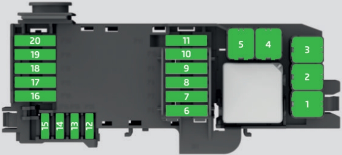Diagramme des fusibles du compartiment moteur, incluant la valve d'air secondaire (2016).