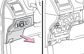 Disposition des relais dans la boîte à fusibles de l'habitacle, vue 1.