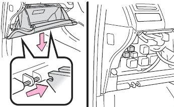 Disposition des relais dans la boîte à fusibles de l'habitacle, vue 2.