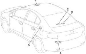 Schéma des fusibles pour les berlines Toyota Avensis, incluant le dégivreur d'essuie-glace.