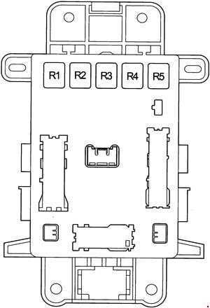 Vue détaillée des relais dans la boîte à fusibles de la Toyota RAV4.