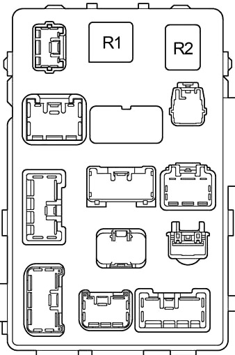 Vue arrière du panneau de fusibles dans l'habitacle.