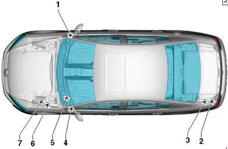 Vue détaillée de l'emplacement du bloc de fusibles dans une Volkswagen Passat B7.