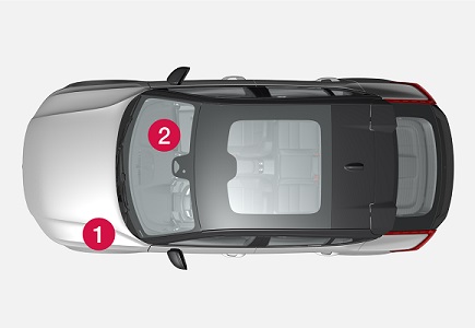 Schéma détaillé de la boîte à fusibles de l'habitacle d'une Volvo C40.