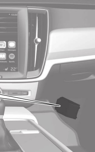 Emplacement des fusibles de l'allume-cigare sous la boîte à gants Volvo S60