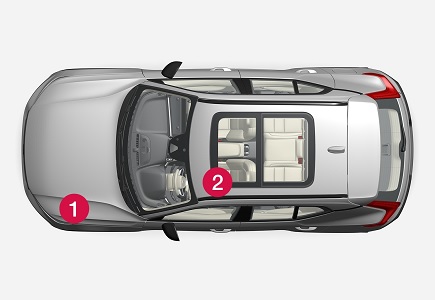 Schéma complet des fusibles Volvo XC40, allume-cigare avant et coffre.